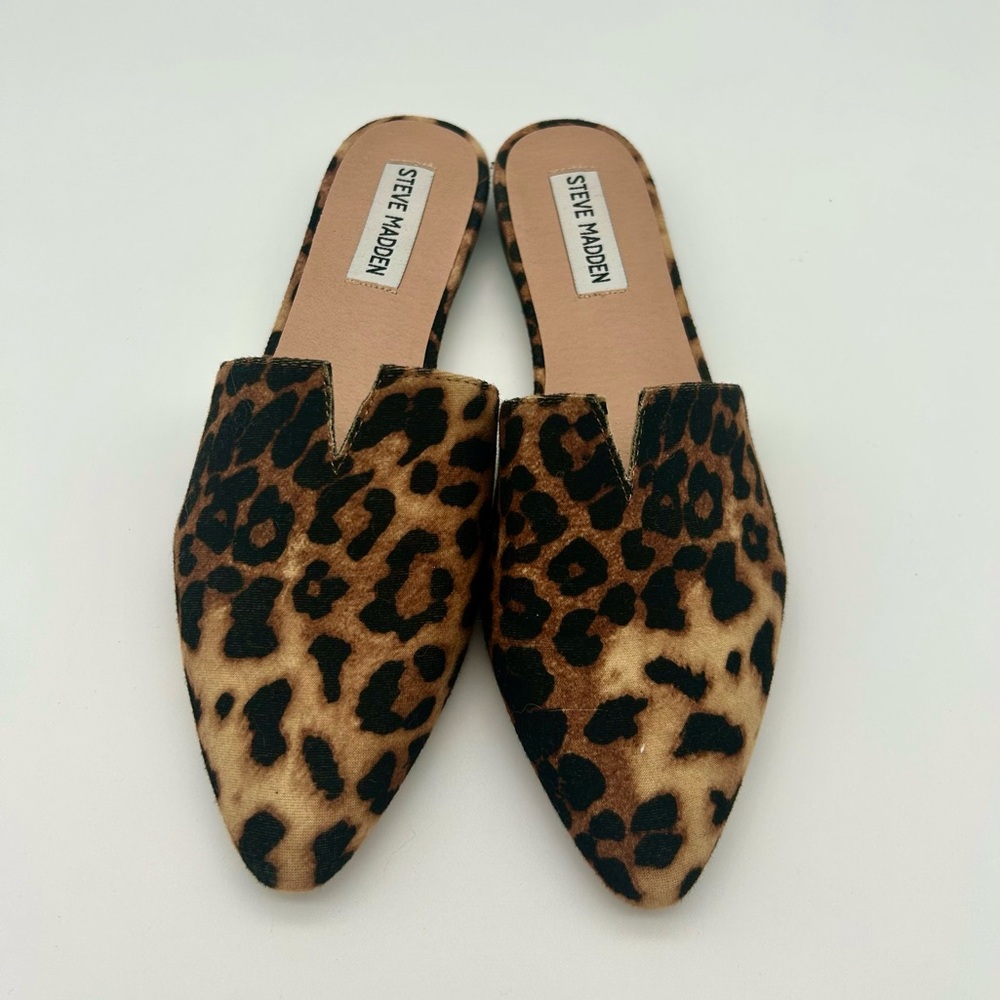 Steve Madden - Leopard Print, Tan and Black Mules